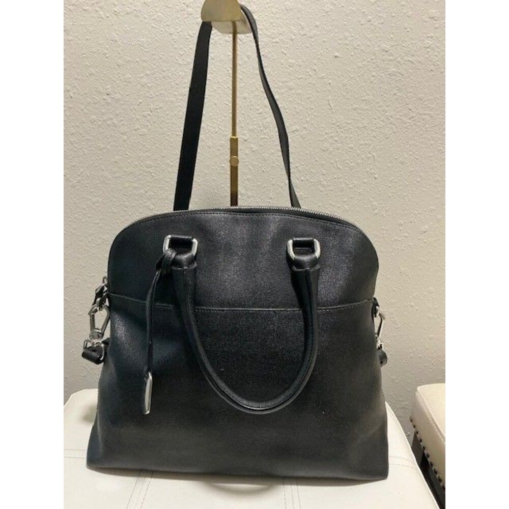 Furla Large Dome Black Leather Satchel/Crossbody Bag with Dust Bag NWT